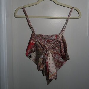 Red and Cream Paisley Top